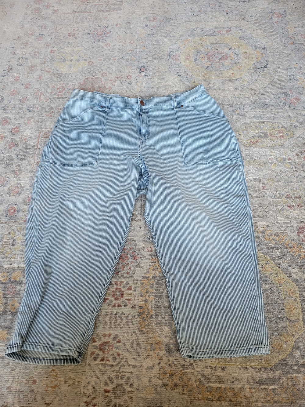 Lane Bryant Sailor Striped Mid Rise Boyfriend Capri Jeans Size 22